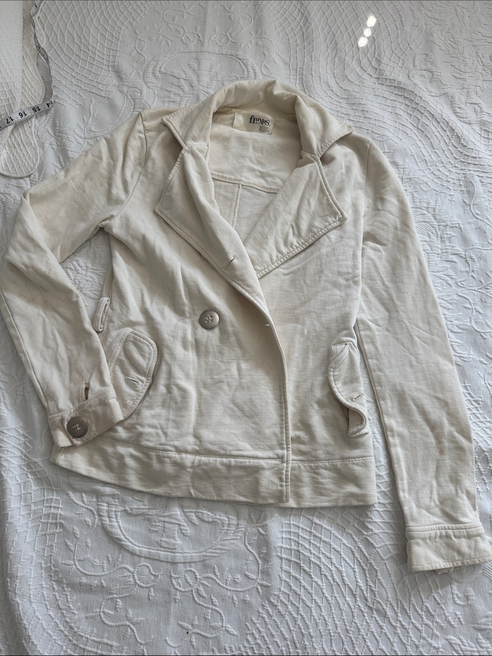 Fluxus Cream Double-Breasted Notch Lapel Jacket - please read below!